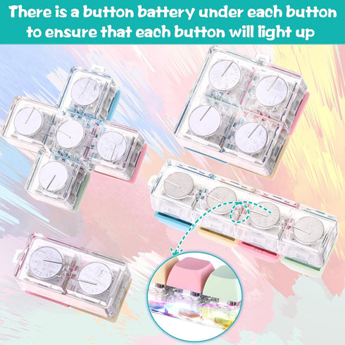 4 Pcs Keyboard Fidget Keychain Toys, Decompression Clicker with LED Light for Stress Relief and Fun