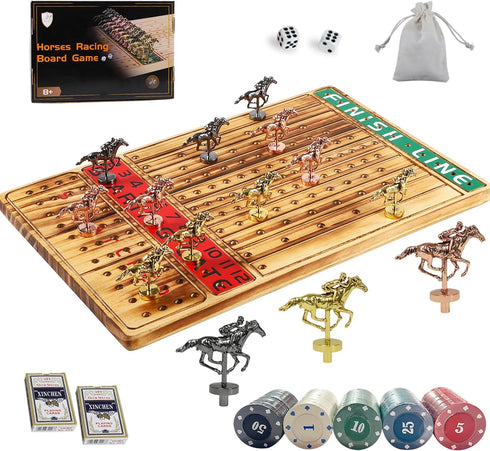 Horse Racing Board Game Thickened Solid Wood Finish Line Horse Race Game