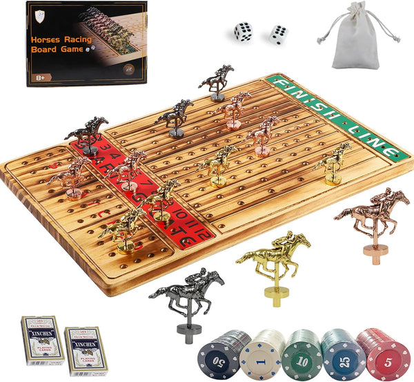 Horse Racing Board Game Thickened Solid Wood Finish Line Horse Race Game