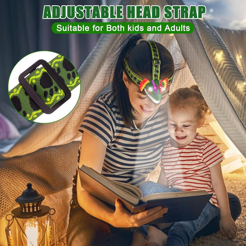 DX DA XIN Dinosaur Headlamp - LED Dilophosaurus Headlamp for Kids - Camping Gear Essentials - Dinosaur Toy Flashlight