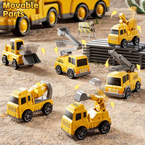 2 3 4 5 7-in-1 1-3 3-5, Set 3-9 Construction Trucks Toys for Years Old Boys - Carrier Transport Vehicle Trucks for Kids