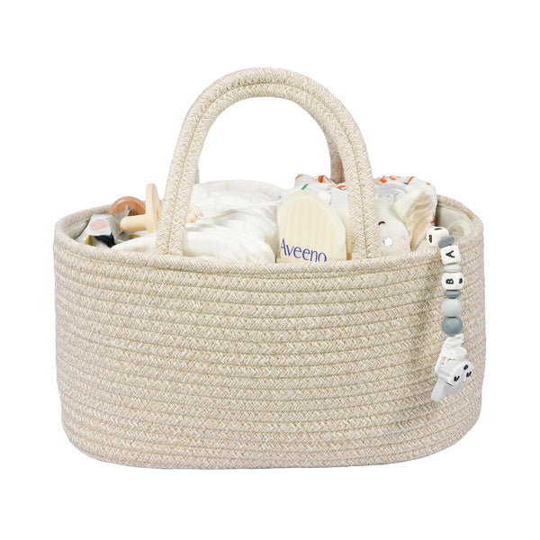 Baby Diaper Caddy Organizer for Girl Boy Cotton Rope Nursery Storage Bin