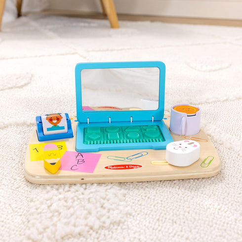 Melissa & Doug Wooden Work & Play Desktop Activity Board - Infant and Toddler Sensory Toy, FSC Certified