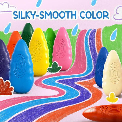 12 3-8 TinyGeeks Water Drop Crayons - Non Toxic Crayons for Toddlers - Washable, Easy To Hold - For Toddlers, Kids Ages