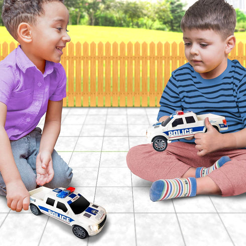 1:20 3-5, ArtCreativity Police Car Toy, Pickup Truck Toy with LED Headlights and Sirens, Friction Powered, Scale Police