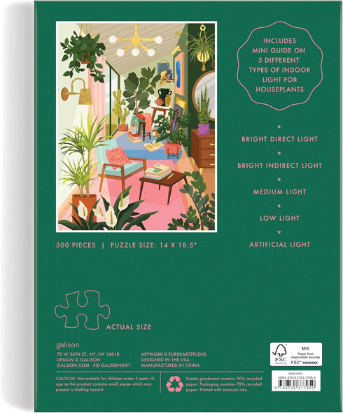 500 Piece Book Puzzle with Beautiful Plant and Interior Design Artwork: Galison Lighting 101: Houseplants Packaged in