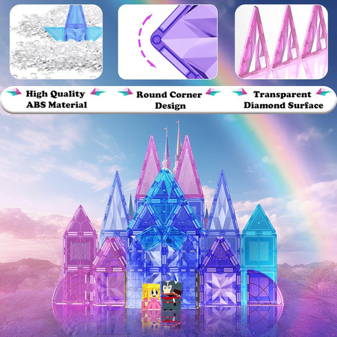 114pcs Kids,3D 3-5 4-8,STEM SKTMYY Magnetic Tiles for Diamond Princess Ice Castle, Magnetic Tiles Age Educational Toys
