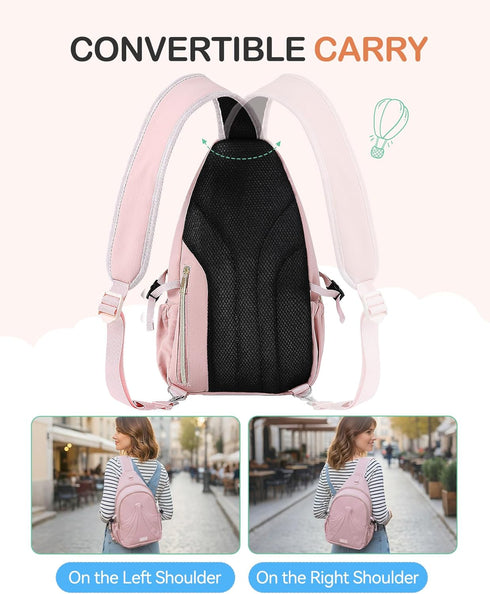 Pack 2 AGPTEK GPTEK Diaper Sling Bag, Small Crossbody Bags for Mom with Insulted Pockets & Water Bottle Holder