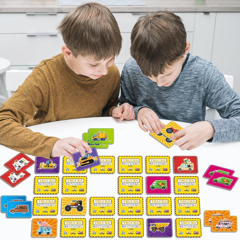 100 3-8 gisgfim PCS Memory Matching Game Trucks Concentration Memory Card Games for Kids Preschool Educational Ages A