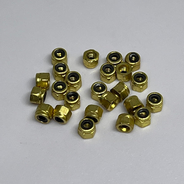 24 Pcs Gold Fingerboard Self Lock Nuts, Upgraded Nylon Insert for Fingerboard Trucks