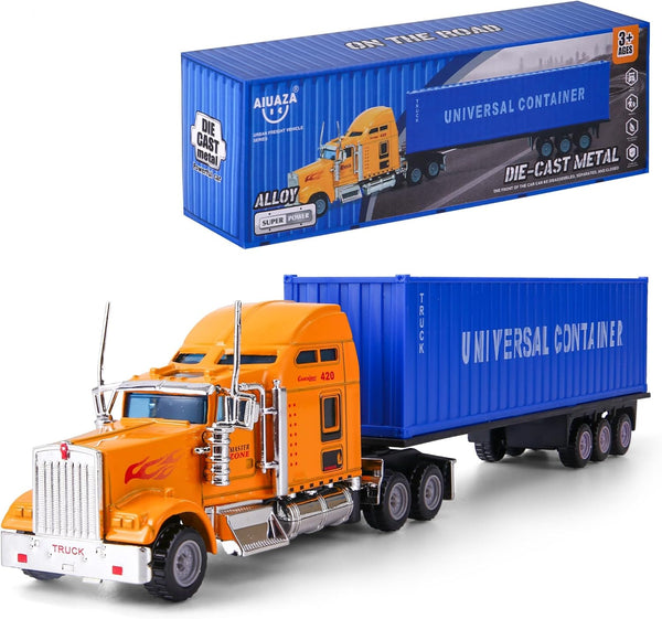 AIUAZA 1/65 Truck Model, Detachable Cargo Container, Children's Toy, Alloy Semi Truck, Trailer