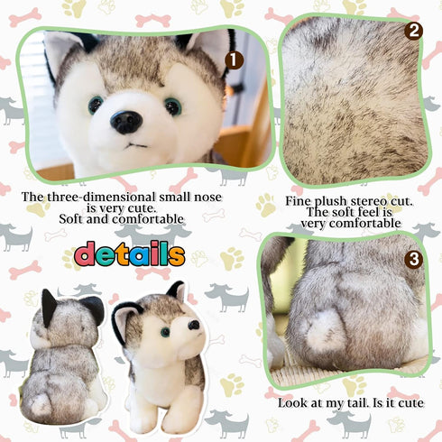 CHELEI2019 7.9" Husky Stuffed Animal, Stuffed Husky Dog Plush Pillow Toy, Gifts for Kids