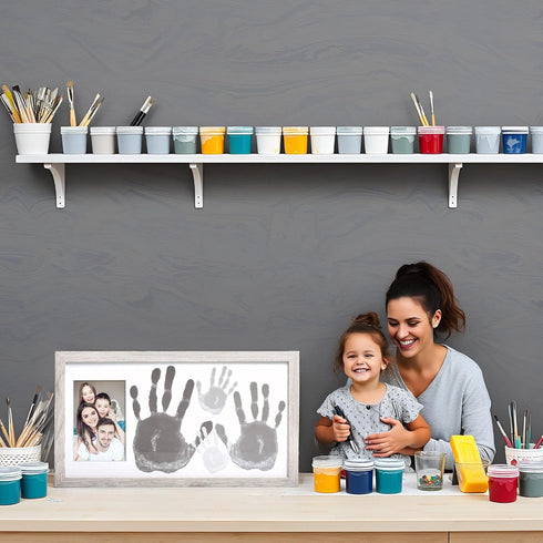 Kate & Milo DIY Family Photo Frame and Paint Kit – Rustic Farmhouse Craft Keepsake for Parents, Gray
