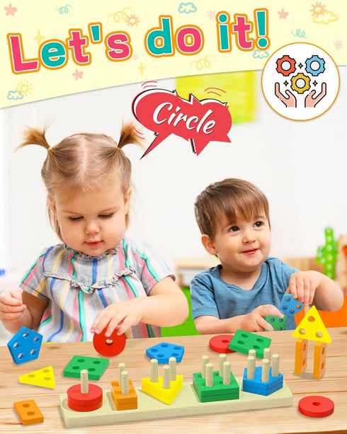 Montessori Toys for 1-3 Year Old Boys and Girls, Wooden Sensory Toys for Ages 2-4, Educational Toddler Learning