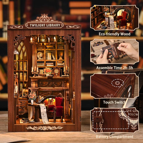 Sagiterra Teens3D Book Nook KitDIY Miniature Dollhouse Kit for Adults and Wooden Tiny House for Family