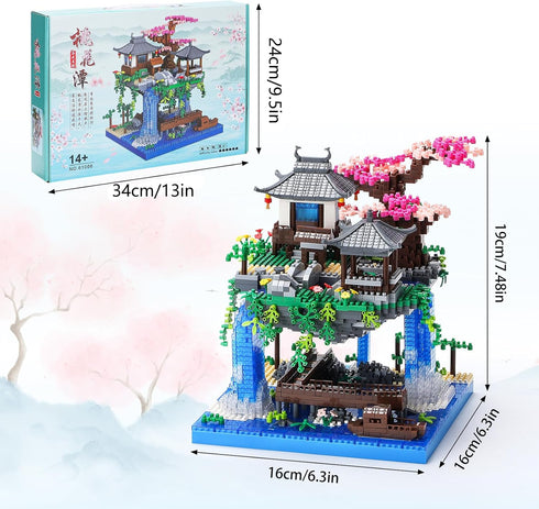 CAXIMSY Sets Set Adults3320 Cherry Blossom Bonsai Tree Building Block with Acrylic Display Box Chinese Architecture