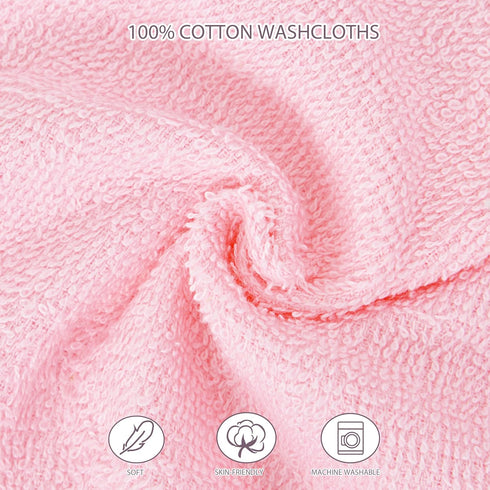 12 Pack 100% 7.8" 7.8" Small Baby Washcloths Cotton Thin Soft x Terry Cloth for Baby Face Bath Burp Travel Lightweight
