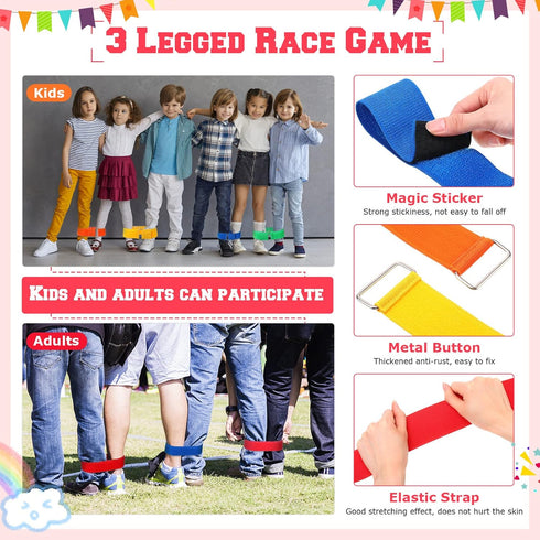 38 Pack Outdoor Games - Potato Sack Race Bags for Kids and Adults, Egg Spoon Relay, 3 Legged Race Bands