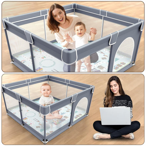 50x50 Inch, (50"x50", VANCLE Baby Playpen with Mat Playpen for Babies and Toddlers, Playard for Kids Safety Play Yard