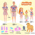 Playset 6 3 3-12 iBayda Family Dollhouse Dolls - People with Dollhouse Pets Included Pregnant Mom Dad Kids
