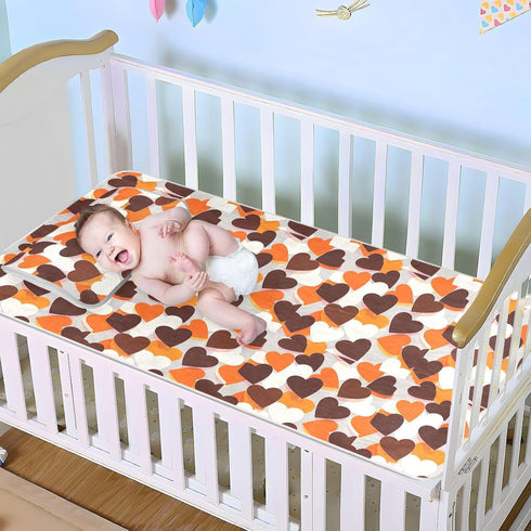miaozhen 28" 52" Cooling Baby Mattress x Breathable Colorful Gradient Heart Khaki White Crib Padding for Kids, Adult