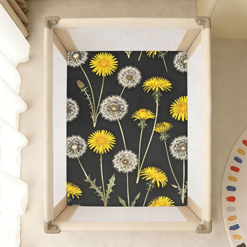 CZXW 52" 28" Botanical Dandelions Crib Sheets Fitted x Natural Cotton Soft & Breathable for Baby Crib Mattress