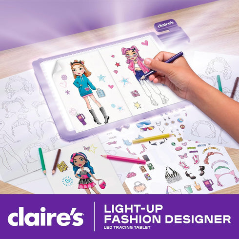 330-Piece 8+ Claires Light-Up Fashion Designer LED Tracing Tablet - Arts & Crafts Kit| Fashion Templates, Stickers