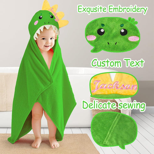 Spricoz Custom Hooded Baby Towels with Name, Personalized Bunny Easter Gifts for Toddlers, Custom Baby Bath Towels