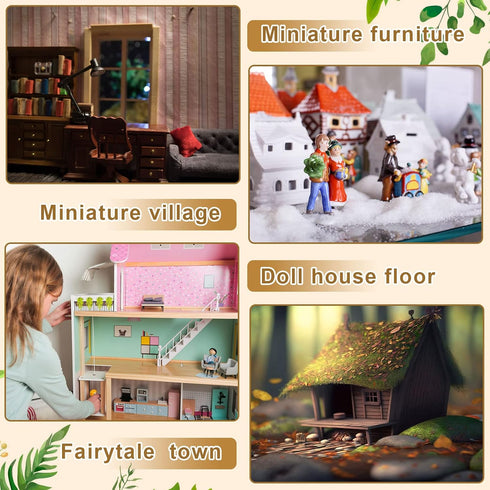 200 Pcs Miniature Dollhouse Flooring Mini Wooden Dollhouse Floor Boards, 1:12 Scale Dollhouse Accessories