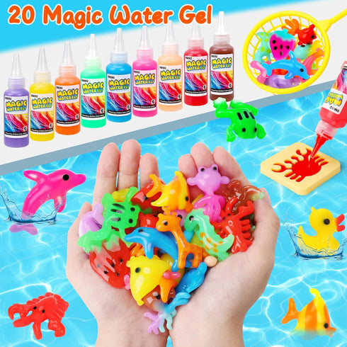 20 &16 4-6 7 8 9 10 Aqua Fairy Water Gel Kit for Kids, Magic Water Elf Toy Kit with Magic Gel Shape Molds-DIY Magic Elf