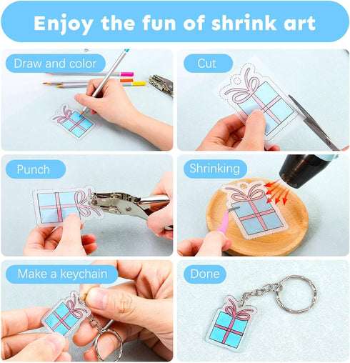 Auihiay 50 pcs Mini Shrink Plastic Sheets - Heat Shrinky Sheet for Kids, DIY Shrinking Art Crafts, 6 x 4 inch / 15 x 10