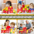 56PCS 4-8, 4 5 Magnetic Tiles for Kids, Construction Magnet Tiles with Fire Truck Station, Building, Road, Crane, Car
