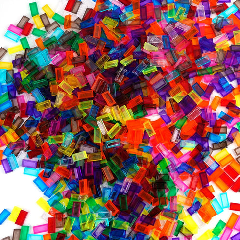 1x2 1000pcs Transparent Tiles Flat Bricks - Classic Building Blocks Parts and Pieces,Smooth Plate Water MOC Accessories