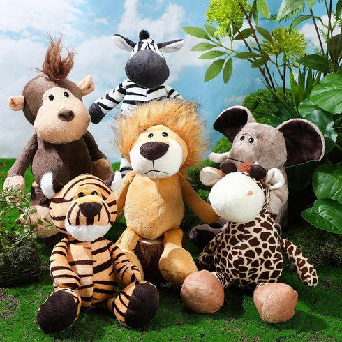 12 8 Inch Set HyDren Pieces Safari Stuffed Animals Jungle Animal Toys Boys Girls Plush Forest Animals Lion Elephant