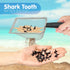 4E's Novelty 2X Shark Tooth Sifter for Beach with 2X Small Mesh Beach Bag for Shell Collecting, Metal Sand Scoop for
