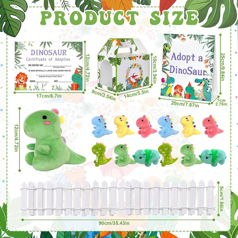 Gaiaring 38 12 12 12 1 1 Pcs Adopt a Dinosaur Pet Party Favors Include Mini Dinosaur Stuffed Animals Foldable Boxes