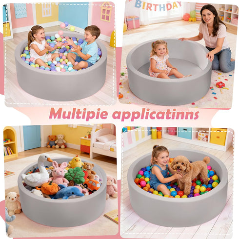 35.4"x 11.8" 35.4IN Foam Baby Ball Pit for Toddlers, Soft Round Kiddie Playpen Ball Pool for Kids with Soft Memory