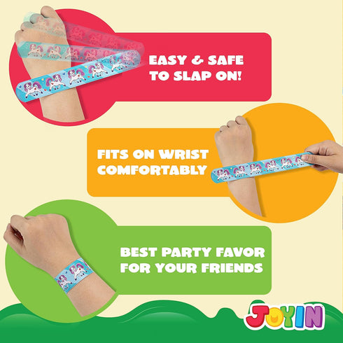 JOYIN 60 Pcs Slap Bracelets for Kids, Bulk Wristbands with Animals, Friendship, Heart Print for Easter Party Favors