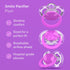 Smilo Baby Pacifier, Orthodontic Design for Healthy Dental Development, Pack of 3, BPA Free