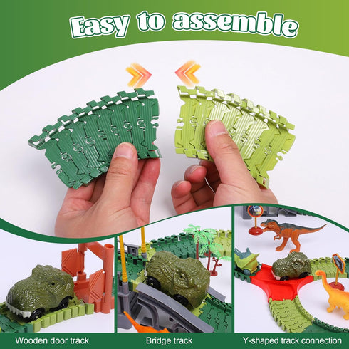 96 Set 3-5 5-7, FUNBUD Pieces Dinosaur Track Expansion for Kids - Birthday Gift for Boys Ages Compatible with Most Dino
