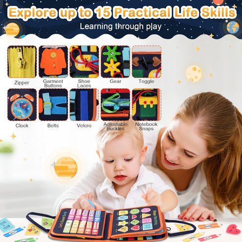 Teefrye 1-3 3-4 3-5 Toddler Busy Board Montessori Toys: for Toddlers Year Old Educational Activity Book Sensory Board