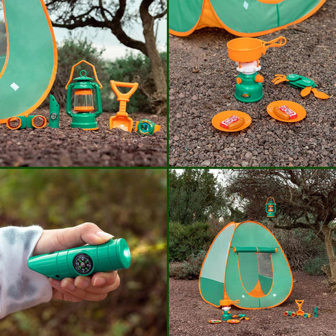 FUN LITTLE TOYS Kids Camping Gear Set - Pop Up Tent Outdoor Toys Camping Tools Set for Kids