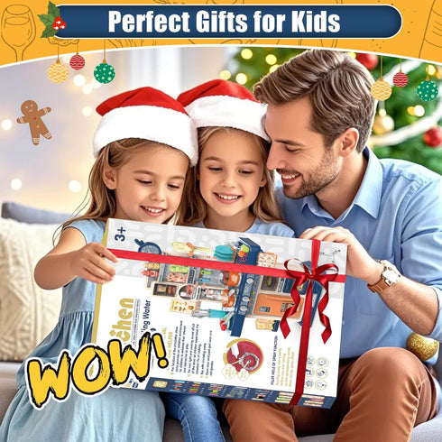 Playset Set 3 4 5 Play Kitchen for Toddlers, Kids Kitchen Toddler Girl Toys with Cooking Stove Steam, Sink and Food