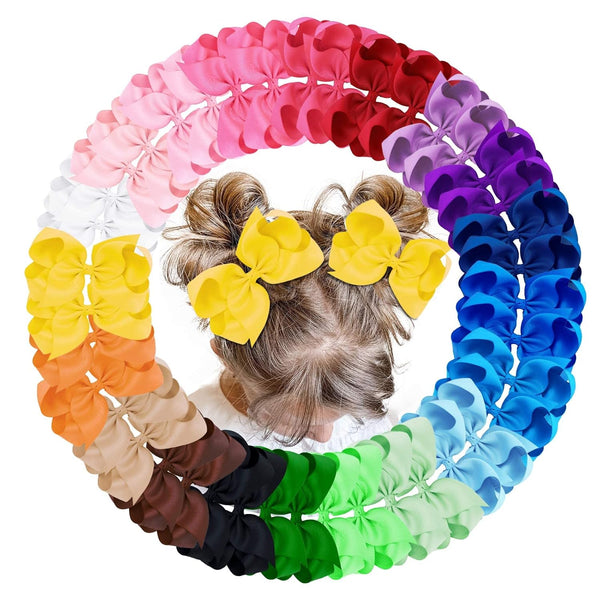 Oaoleer 40Pcs 4.5" Hair Bows Clips Grosgrain Ribbon, Alligator Clips for Baby Girls Infants Toddlers Kids