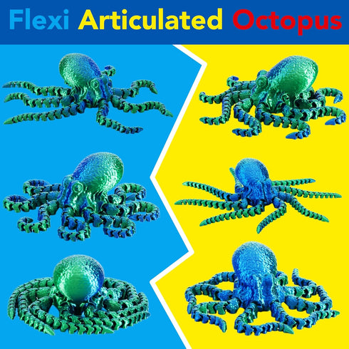 Maxdecoer 3D Articulated Printed Octopus Figure, Flexible Poseable Sea Creature, Desk Decor Fidget Toy, Collectible