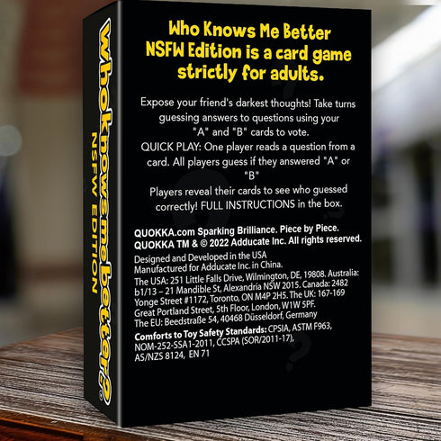 QUOKKA Fun Card Board Game for Adults - Bachelorette Party Game - 500 Questions | Know Your Friends' Dark Sides