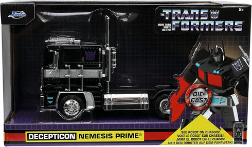 Jada Toys Transformers G1 1:24 Nemesis Prime Die-cast Car, Toys for Kids and Adults, Black