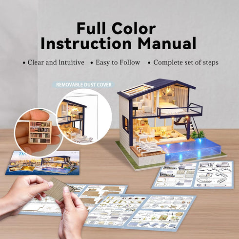 Flever Dollhouse Miniature DIY House Kit Manual Creative with Furniture for Romantic Artwork Gift (Perfect Time