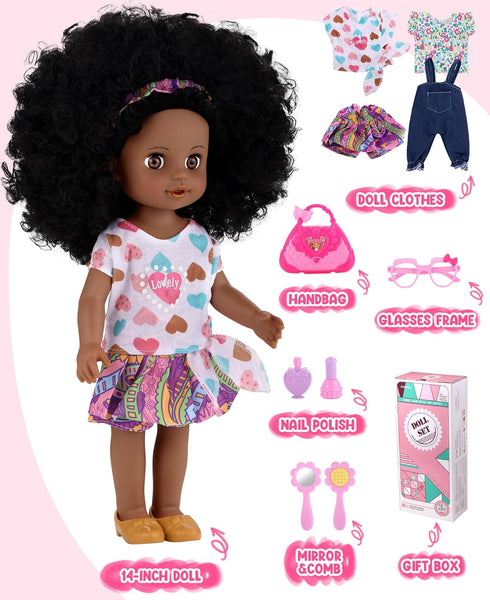 14" Set 2 3 4 5 6 GAGAKU Black Doll for Girls, Black Baby Dolls for Toddlers Kids Years Old, Black Girl Baby Doll