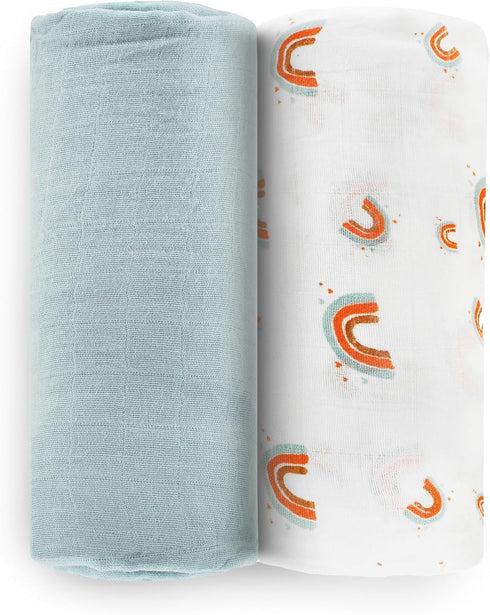 Fern & Avery 2-Pack Baby Swaddle Blankets, Lightweight Breathable Receiving Blankets for Boys & Girls, Gender Neutral,